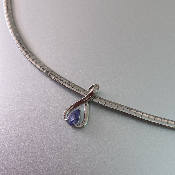 NWOT - Safi Kilima Omega Chain Necklace & Pear Shaped Tanzanite Slide Pendant* - Picture 2 of 12